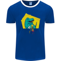 T-Rex Wrestling a Skeleton Dinosaurs Skull Mens Ringer T-Shirt FotL Royal Blue/White