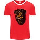 Rottweiller Head Dog Mens Ringer T-Shirt FotL Red/White