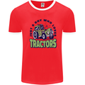 Just a Boy Who Loves Tractors Farmer Mens Ringer T-Shirt Red/White