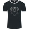 Three Skulls With Chains Heavy Metal Rock Music Mens Ringer T-Shirt FotL Black/White