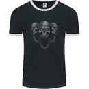 Three Skulls With Chains Heavy Metal Rock Music Mens Ringer T-Shirt FotL Black/White