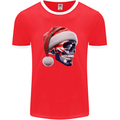 Australian Christmas Skull Xmas Australia Flag Mens Ringer T-Shirt FotL Red/White