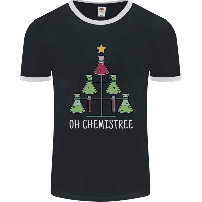 Oh Chemistry Funny Christmas Science Xmas Mens Ringer T-Shirt FotL Black/White