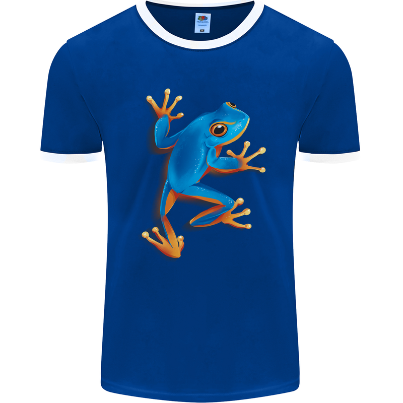A Cool Frog Climbing Up Mens Ringer T-Shirt FotL Royal Blue/White
