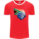 Curled South African Flag Africa Day Football Mens Ringer T-Shirt FotL Red/White