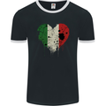 Love Italy Flag Italians Day Football Rugby Mens Ringer T-Shirt FotL Black/White