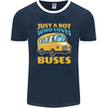 Just a Boy Who Loves Buses Bus Mens Ringer T-Shirt FotL Navy Blue/White