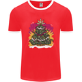 A Weed Christmas Tree Cannabis Trippy Mens Ringer T-Shirt FotL Red/White