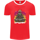 A Weed Christmas Tree Cannabis Trippy Mens Ringer T-Shirt FotL Red/White