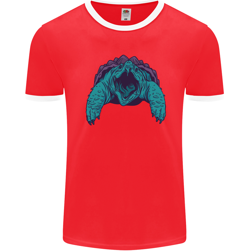 Alligator Snapping Turtle Mens Ringer T-Shirt FotL Red/White