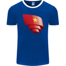 Curled Vietnam Flag Vietnamese Day Football Mens Ringer T-Shirt FotL Royal Blue/White