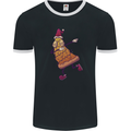 A Slice of Christmas Pizza Funny Xmas Mens Ringer T-Shirt FotL Black/White