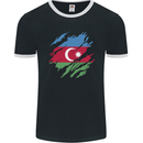 Torn Azerbaijan Flag Azerbaijani Day Football Mens Ringer T-Shirt FotL Black/White
