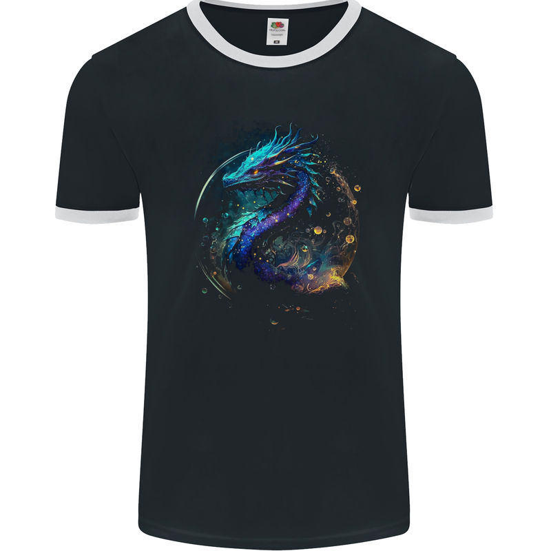 Ice Water Dragon Mens Ringer T-Shirt FotL Black/White