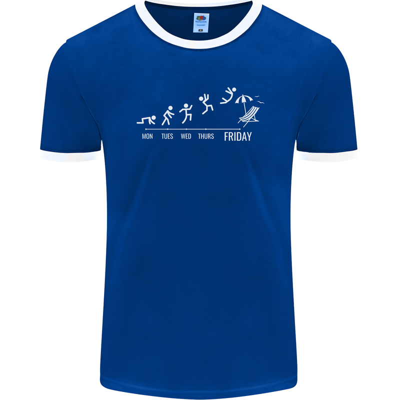 Week to Friday Weekend Beer Holiday Funny Mens Ringer T-Shirt FotL Royal Blue/White