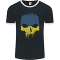 Ukraine Skull Gym Bodybuilding Biker Mens Ringer T-Shirt FotL Black/White