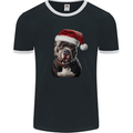 Christmas Staffy Staffordshire Bull Terrier Dog Mens Ringer T-Shirt FotL Black/White