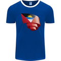 Curled Antigua and Barbuda Flag Day Football Mens Ringer T-Shirt FotL Royal Blue/White