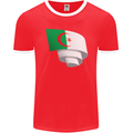 Curled Algeria Flag Algerian Day Football Mens Ringer T-Shirt FotL Red/White