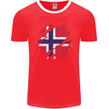 Torn Norway Flag Norwegian Day Football Mens Ringer T-Shirt FotL Red/White