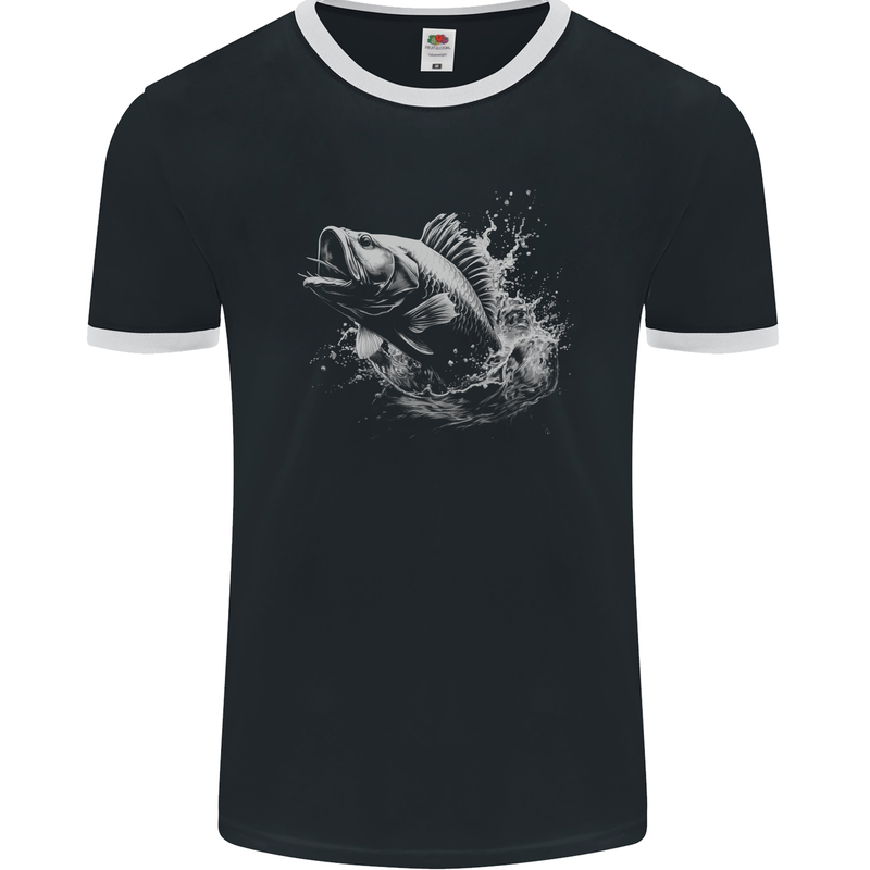 A Carp Fish Mens Ringer T-Shirt FotL Black/White