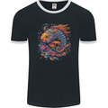 Psychedelic Koi Carp Fish Mens Ringer T-Shirt FotL Black/White
