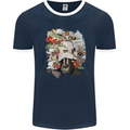 Scooter Colage MOD Culture Moped Bike Mens Ringer T-Shirt FotL Navy Blue/White