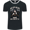 Just a Girl Who Loves Anime & a Cup of Tea Mens Ringer T-Shirt FotL Black/White