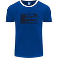 Eat Sleep Hockey Repeat Street Ice Funny Mens Ringer T-Shirt Royal Blue/White