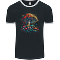 Dripping Magic Mushroom LSD Hippy Mens Ringer T-Shirt FotL Black/White