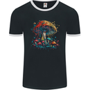 Dripping Magic Mushroom LSD Hippy Mens Ringer T-Shirt FotL Black/White