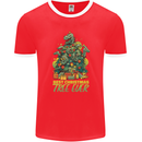 Best Christmas Tree Ever T-Rex Xmas Dinosaur Mens Ringer T-Shirt FotL Red/White