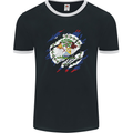 Torn Belize Flag Belizean Day Football Mens Ringer T-Shirt FotL Black/White