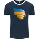 Curled Ukraine Flag Ukrainian Day Football Mens Ringer T-Shirt FotL Navy Blue/White
