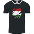 Torn Hungary Flag Hungarian Day Football Mens Ringer T-Shirt FotL Black/White