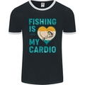 Fishing is My Cardio Funny Fisherman 1 Mens Ringer T-Shirt FotL Black/White