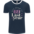 Funny 70th Birthday 69 is So Last Year Mens Ringer T-Shirt FotL Navy Blue/White