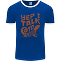 Yep I Talk To Lizards Chameleons Mens Ringer T-Shirt FotL Royal Blue/White