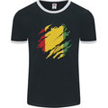 Torn Guinea Flag Guinean Day Football Mens Ringer T-Shirt FotL Black/White