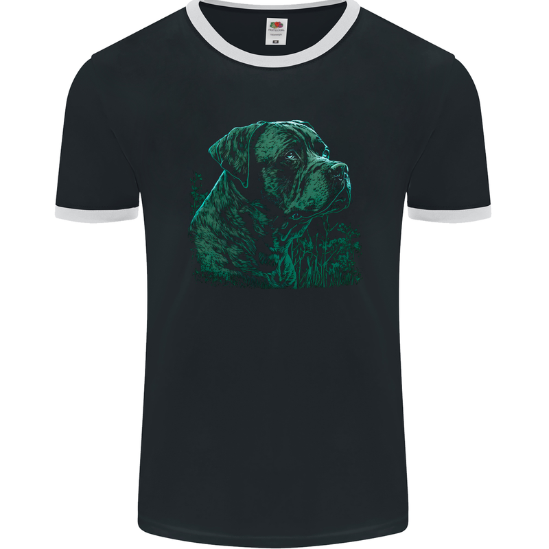 A Green Cane Corso Dog Mens Ringer T-Shirt FotL Black/White