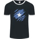 Torn Somalia Flag Somalian Day Football Mens Ringer T-Shirt FotL Black/White