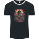 Fantasy Pagoda Sunset Mens Ringer T-Shirt FotL Black/White