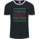 Very Naughty This Year Funny Christmas Xmas Mens Ringer T-Shirt FotL Black/White