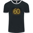 60th Birthday Neon Lights 60 Year Old Mens Ringer T-Shirt FotL Black/White