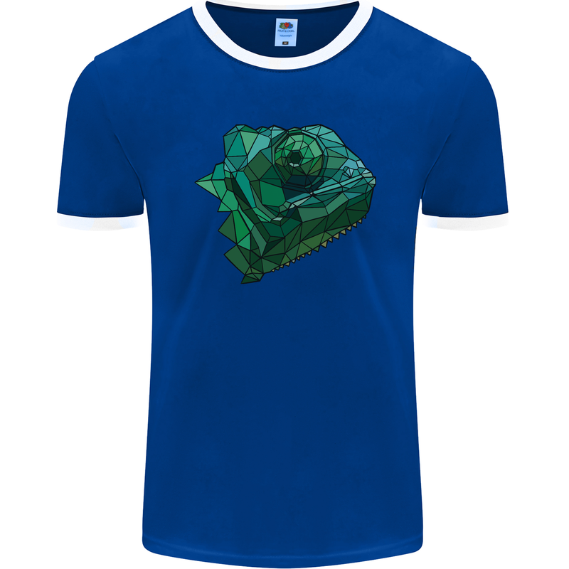 A Polygonal Chameleon Mens Ringer T-Shirt FotL Royal Blue/White