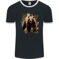 Grizzly Bear Photograph Mens Ringer T-Shirt FotL Black/White