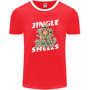 Jingle Shell Funny Christmas Tortoise Turtle Xmas Mens Ringer T-Shirt FotL Red/White