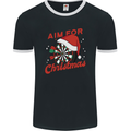 Darts Aim for Christmas Funny Xmas Mens Ringer T-Shirt FotL Black/White