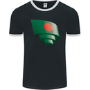 Curled Bangladesh Flag Bangladeshi Day Football Mens Ringer T-Shirt FotL Black/White