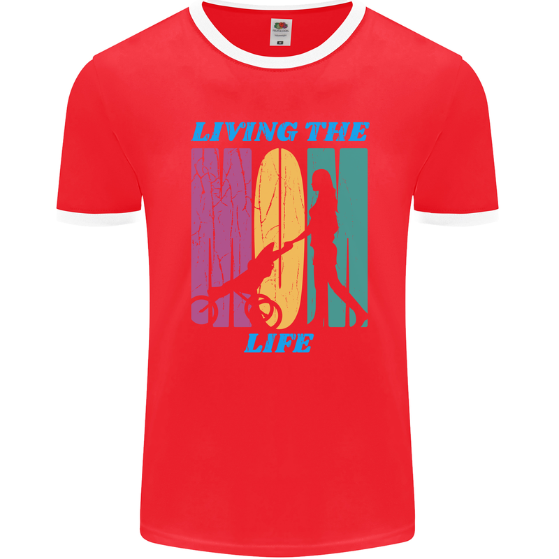 Living the Mum Life Mothers Day Mummy Mens Ringer T-Shirt FotL Red/White